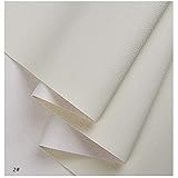 SSYBDUAN Möbelstoff Premium Bezugsstoff Zum Kunstleder Stoff Premium Qualität PU Kunstleder Stoff 138 X 100 cm, Feuerhemmendes Wasserdichtes Kunstleder Bastelmaterial - Cremeweiß