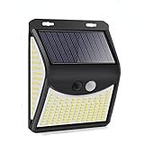 QULACO Sichere Solarbeleuchtung, Solar-LED-Licht für den Außenbereich, wasserdicht, 3 Modi, Sonnenlicht, superhelle Bewegungsmelder-Wandlampen für Balkon, Außengarten, Dekoration, 136 LED-1 Stück