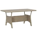 vidaXL Gartentisch Garten Esstisch Balkontisch Terrassentisch Gartenmöbel Tisch Rattantisch Outdoor Terrasse Grau 130×70×66cm Poly Rattan