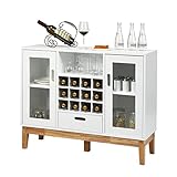 LUCBEI Barschränke Holzweinerregal Schrank Multifunktion Haus Wein Storage Sideboard Konsole Buffet Weinschrank Weinregal mit Schublade Glasschrank