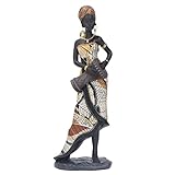 Afrikanische Deko Kunst Trommel Figur 30cm Kunstharz Musiker Aussehen Statue Ornamente, Handgefertigt Lebensecht Weibliche Schlagzeuger Skulptur für Heimbüro Dekoration