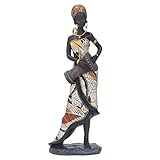 Afrikanische Deko Kunst Trommel Figur 30cm Kunstharz Musiker Aussehen Statue Ornamente, Handgefertigt Lebensecht Weibliche Schlagzeuger Skulptur für Heimbüro Dekoration