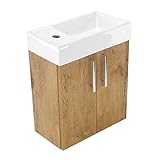 paplinskimoebel Waschbecken mit Unterschrank - klein und praktisch - Möbel für Gäste WC - ergonomisch - 40 cm breit Eichenlancelot