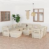 BULANED 10-TLG. Garten-Paletten-Lounge-Set, Möbelsets, Gartenmöbel, Garten Lounge, Lounge Set, Loungemöbel Terrasse, Terrassenmöbel, Imprägniertes Fichtenholz