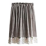 Fabric Window Treatment for Kitchen Cafe Decor Window Valances Check Plaid Pattern Short Curtains Top Rod Pocket Cotton Cafe Curtains (W x H 135x230cm) (W x H 200x72cm)