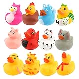 12 Stück Gummi Badeenten, Bunt Gummi Enten Schwimmer Bade Enten niedlich Badeenten-Spielzeug für Baby-Dusche Auszeichnungen Geburtstagspartys