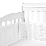 GoGou Bettumrandung Babybett,Baby Nestchen Bettumrandung,Babybett Umrandungen Anti-Airflow 3D-Mesh-Futter,Atmungsaktive Krippenumrandung für Kleinkinder