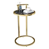 Runder Couchtisch aus Metall, Marmor-Finish, Ecktisch, Schlafzimmer, Wohnzimmer, Sofa, seitlicher dekorativer Beistelltisch (Größe: 38 x 38 x 55 cm, Farbe: B)