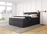 Betten Jumbo King Boxspringbett 180x200 cm 7-Zonen TFK Härtegrad H2 und Visco-Topper | Farbe Anthrazit | div. Größen verfügbar