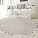 Flauschiger Teppich für die Sofaecke, waschbar (Schadstoff-geprüft), Sandfarben, 200 cm rund