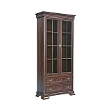 Furniture24 Vitrine Kora KRW2 Standvitrine Wohnzimmerschrank Vitrinenschrank mit 2 Türen und 2 Schubkasten (Samoa King)