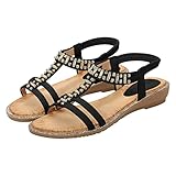 Sandalen Damen Sommer Elegant mit Absatz Pantoletten Badesandalen Damenschuhe mit Strass Bequem Sandaletten Riemchensandalen Strandsandalen Sommerschuhe Freizeit Freizeitschuhe Brautschuhe