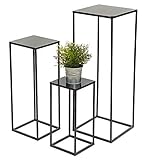 DanDiBo Blumenhocker Metall Schwarz Eckig 3er Set Blumenständer Beistelltisch 434 Blumensäule Modern Pflanzenständer Pflanzenhocker