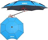 LUVADU ZCX Großer Angelschirm Doppelschicht Angelschirm Regenschutz Sonnenschutz Wärmeisolierung Multifunktional Einstellbar Angelschirm Tragbarer Angelschirm, Schwarz , 2.2m