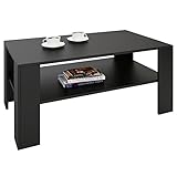 CARO-Möbel Couchtisch Wohnzimmertisch ANIMO in schwarz mit Ablage, 100 x 60 cm