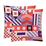 2Er Set Dekokissenbezug Moderne Abstrakte Geometrische Kunst Rosa Lila Stilvolles Kopfkissenbezug Resistent,Premium Kissen Fall Für Bed Patio Stuhl 45X45Cm