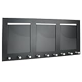 HMF Schlüsselbrett mit 3 Bilderrahmen | 9 Schlüsselhaken | 42 x 20 x 4 cm | Schwarz