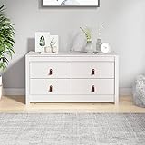 JUNZAI Beistellschrank, Schrank Klein, Flurschrank, Kommode, Vorratsschrank, Flurschrank, Badezimmerschrank, Kleinmöbel, Weiß 100x40x54 cm Massivholz Kiefer
