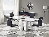 Design Esstisch Tisch HA-333 Weiß Hochglanz ausziehbar 160 bis 200 cm