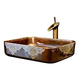 TONPOP Haushalts-Waschbecken, quadratisch, über der Theke, Keramik, Badezimmer-Arbeitsplatte, Schüssel, Toilette, Waschtisch