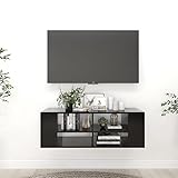 JUNZAI TV-Wandschrank, Schrank, Wohnwand, Lowboard, Ferseherschrank, Sideboard, Hängeschrank Wohnzimmer, Tv Schrank, Schwarz 102x35x35 cm Spanplatte