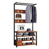 Kleiderständer, Hängeregale für den Eingangsbereich, Garderobe mit Schuhbank, 3-in-1-Schuhregal für den Eingangsbereich mit Halterung auf der oberen Ablage, Regal mit Metallrahmen, Flurbaum