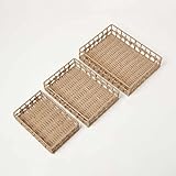 Homescapes Set of 3 Woven Trays for Storage and Decoration Paper Weave Decorative Tinket Tray Three Sizes