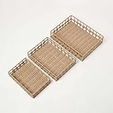 Homescapes Set of 3 Woven Trays for Storage and Decoration Paper Weave Decorative Tinket Tray Three Sizes