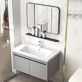 Waschbeckenunterschrank hängend,bad unterschrank waschbecken,moderne Wandhalterung schwimmender Einzelbad, Eitelkeit mit einem Badezimmer, Eitelkeitssatz mit einem Badezimmer ( Color : Sink+miroir , S