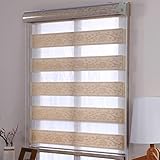 Doppelrollo Für Fenster, Lichtsteuerung Für Tag Und Nacht, Seitenzugrollo, Lichtdurchlässig & Verdunkelnd Rollos, Sichtschutzvorhänge, Individuell Anpassbare Zebrarollo,60x140cm/23.6x55.1in