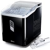 Pro Breeze Eiswürfelmaschine, 12-15 kg Eiswürfel pro Tag, Zubereitung in 6-9 Minuten, Eiswürfelbereiter mit Sichtdeckel, 2L Wassertank, 2 Eiswürfel Größen, Selbstreinigungsfunktion, Ice Maker, Schwarz