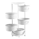 TUPOSTAR Lagerregal, Schwenkbares Lagerregal, GemüSelagerregal, Abnehmbarer Aufbewahrungskorb, FüR Wohnzimmer, Schlafzimmer, Nachttisch, Badezimmer,5 Tier