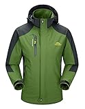 donhobo Herren Leichte wasserdichte Jacke Winddichte Outdoor Camping Klettern Wandern Bergjacke Softshell Mantel Windbreaker Regenjacke mit Kapuze (Grün, XL)