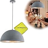 bmf-versand Hängelampe Esszimmer Modern - Hängeleuchte Industrial - Küchenlampe Hängend Betonoptik 41 cm - Industrie Pendellampe Esstisch - Pendelleuchte Grau Vintage - inkl Pflegetuch