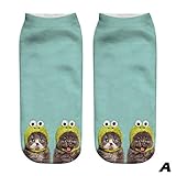 Hekbaep Stockings für Damen Unisex Männer Socken Socken kurze Anklette Casual bedruckte Frauen Katzensocken