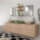 UYSELA Home Sets mit 8-teiligem Badmöbel und Waschbecken Set Beige