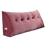 BAGASI Dreieckige Keil Kopfteil Kissen Große Rückenlehne Kissen für Sitzen im Bett mit abnehmbarem Bezug, Bett Zurück Positionierung Unterstützung Daybed Lesekissen,Rosa,180 * 50 * 20cm