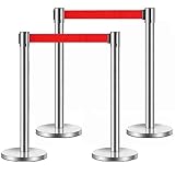 Artiz Rungen Zur Kontrolle Von Menschenansammlungen, Einziehbare Gürtelbarriere 35,4' Hoher Pfosten Für Menschenansammlungen 4-Wege-Verbindung Crowd Control Barriere (Farbe : Silver-4PCS, Größe : 2m)