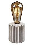 Hellum LED Tischlampe batteriebetrieben mit Timer, Tischleuchte Vintage auf Zementfuß 'Ananas', Dekolampe zementgraue Farbe mit LED Glühbirne in gold, Retro-Stil Nachttischlampe , 523973