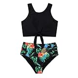 JUTOO Bikini Damen, Bandeau Top Damen Bikini Große Brüste Bikini Türkis Women's Sexy Print Push-Up Bikini Set Swimsuit Bathing Suit Swimwear Beachwear Bauch Weg Bade Bikini Set Shaping (L, Grün)