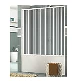 Badewannenfaltwand aus PVC, Breite 200 cm, Höhe 150 cm, Modell ASIA, Weiß, Laterale Öffnung mit einer Falttüre