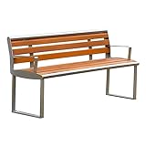 MACIUM Terrassenbank für den Außenbereich, Gartenparkbank mit Rückenlehne, Armlehnen, Park-Außenbank mit stabilem Stahlrahmen für Terrasse, Veranda, Balkon, Parkbank (Größe: 150 x 55 x 78)