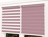 TROYAHOME® Doppelrollo Klemmfix Ohne Bohren Duo Rollo Fenster Rollo Easyfix (Rosa Puder, 120 x 150 cm (Stoffbreite 117 cm)