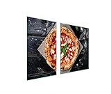 DarHaus Herdabdeckplatten tweiteilig 100x52 cm Ceranfeld Abdeckung Glas Spritzschutz Abdeckplatte Glasplatte Herd Ceranfeldabdeckung Deko, Pizza Holz