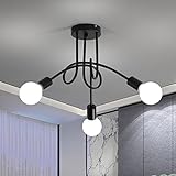 Deckenlampe, Moderne Industriell Minimalistische Deckenleuchte Schmiedeeisen, Schwarze Dreikopf Deckenlampe, E27 Lampenfassung, für Wohnzimmer, Esszimmer, Schlafzimmer, Leuchtmittel nicht Enthalten