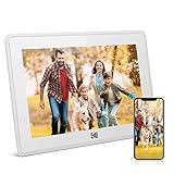 KODAK Digitaler Bilderrahmen 10.1 Zoll WLAN Elektronischer Bilderrahmen HD IPS Touchscreen Smart Fotorahmen Cloud mit App,16GB Speicher, Automatischer Rotation, Teilen von Bildern, Musik, Videos, Weiß