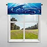 TropicalLife Niedlicher Delfin Unterwasser Marine World Vorhang Volant für Fenster Kleiner Vorhang Halbe Fenster Vorhänge mit Stangentasche für Café Badezimmer Küche Wohnzimmer Dekor, 132 x 45 cm