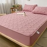 Gestepptes Doppelbett,extra tief,30 cm,elastischer Matratzenschoner,Topperbezug,atmungsaktives Spannbettlaken für Doppelbetten,Light pink,47inchx79inch(1pcs)