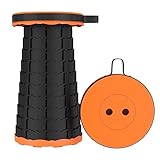 SQWHIIY Tragbarer einziehbarer Klapphocker, Camping-Teleskophocker, Leichter, Verstellbarer, zusammenklappbarer Tritthocker for Angeln, Wandern, Picknick, Outdoor-Aktivitäten (Color : Orange)