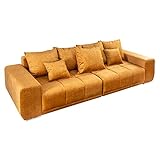 riess-ambiente.de Extravagantes XXL Sofa ELEGANCIA 285cm senfgelb Samt inkl. Kissen Bigsofa